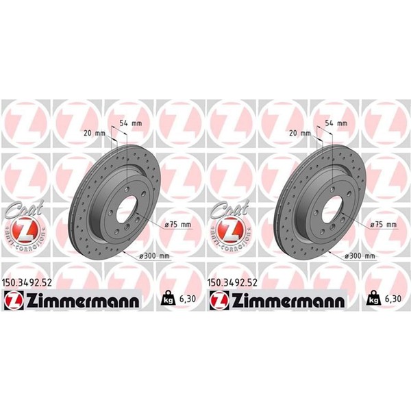 2X Zimmermann Sport Z Bremsscheiben 300Mm Gelocht InnenbelÜFtet Hinten Passend F-image