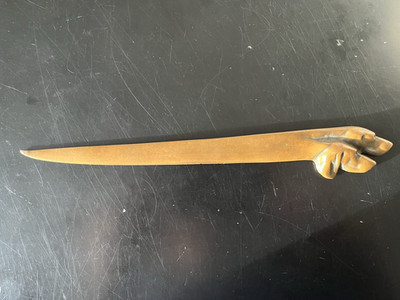 VINTAGE BRASS TWO DOG LETTER OPENER BY DIERKER VERY RARE 9 5/8 INCHES LONG
