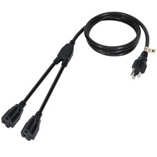 2 Way Power Cord Splitter Cable 6 Ft-3 Prong 1 to 2 Extension Cord-Outlet Sav...