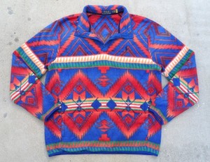 Polo Ralph Lauren Southwestern Aztec Fleece Pullover Jacket Men's Sz Large