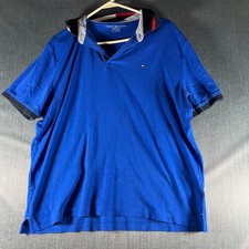 Tommy Hilfiger Men s Polo Shirt Size XL Blue Short Sleeve Collared Casual Cotton