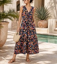 French Connection Summer Maxi Dress XS Floral Twist Front Sleeveless NWT