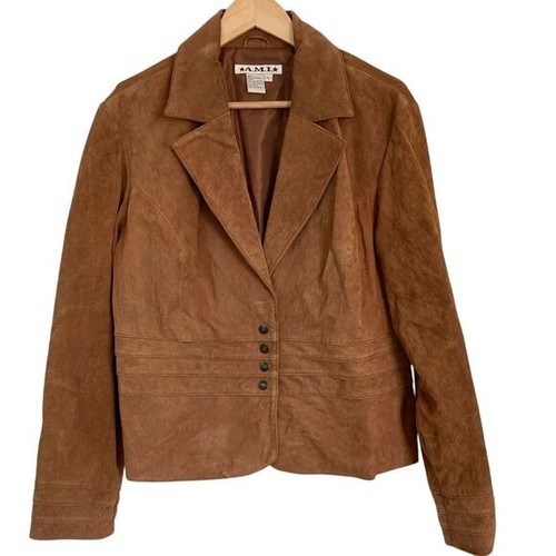 AMI, AMI Womens Washable Suede Jacket Rusty Brown Size L Western Classic