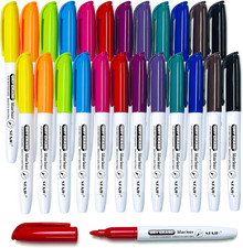 24 Pack Dry Erase Markers Fine Tip 12 Colors Low Odor Whiteboard Markers Set