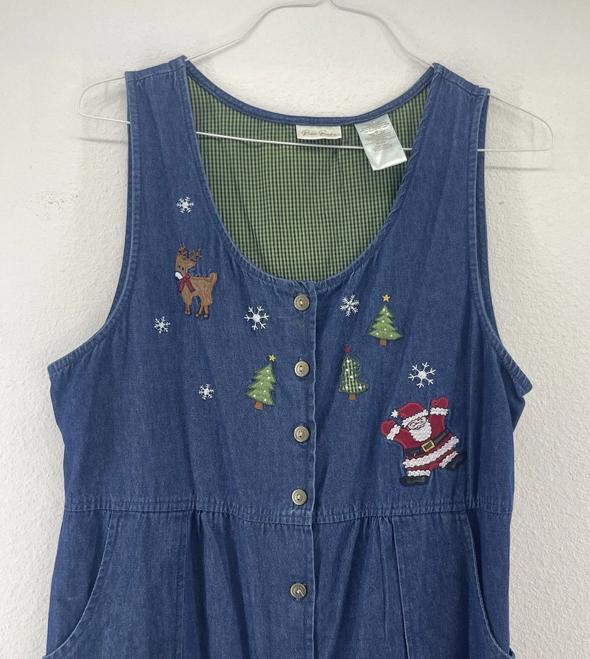 Vestido Jersey De Colección Navidad Denim L Maxi Abotonado Cottage Core Años 90 Bobbie Brook Foto 3 de 4