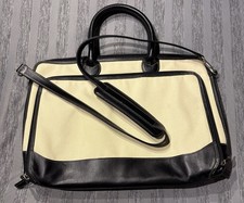 Levenger Leather  Canvas Crossbody Laptop Bag