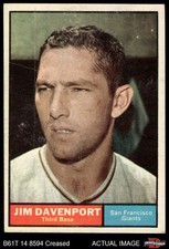 1961 Topps #55 Jim Davenport Giants 3 - VG