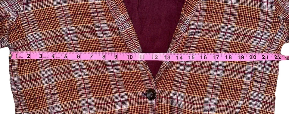 Chaqueta a Cuadros Free People Novio Granada Blazer Mezcla de Lino Rojo Talla XS Foto 4 de 4