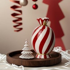 Christmas Ceramic Food Storage Jars with Lid, 24.7 OZ Hand printed Xmas Candy