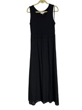 Calvin Klein Dress Womens Size Medium Black Maxi Mixed Media Sleeveless NWT