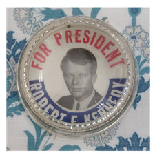 Robert F. Kennedy For President Campaign Glass Paperweight, Red White Blue