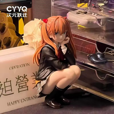 Asuka Langley figure Evangelion 14cm squatting PVC anime statue collectible
