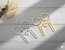 Couples Keychain Gifts for Lovers Custom Initial Date Heart Matching Keychains
