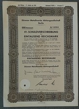 Dürer Metallwerke Aktiengesellschaft 4% obligacje 1943 1000 RM #17