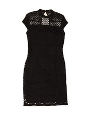 LIPSY Womens Crochet Bodycon Dress UK 14 Medium Black Polyester BO04