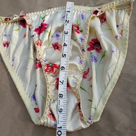 Vtg Sz-XL Floral Print Satin String Bikini Panties