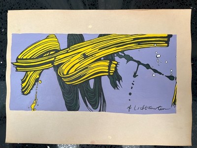 Roy Lichtenstein (Handarbeit) Zeichnung auf altem Papier signiert & gestempel...