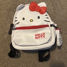 Hello Kitty Mini Backpack with Coin Purse, White  Red, 8.5" W X 10.5" H X 4.5"D