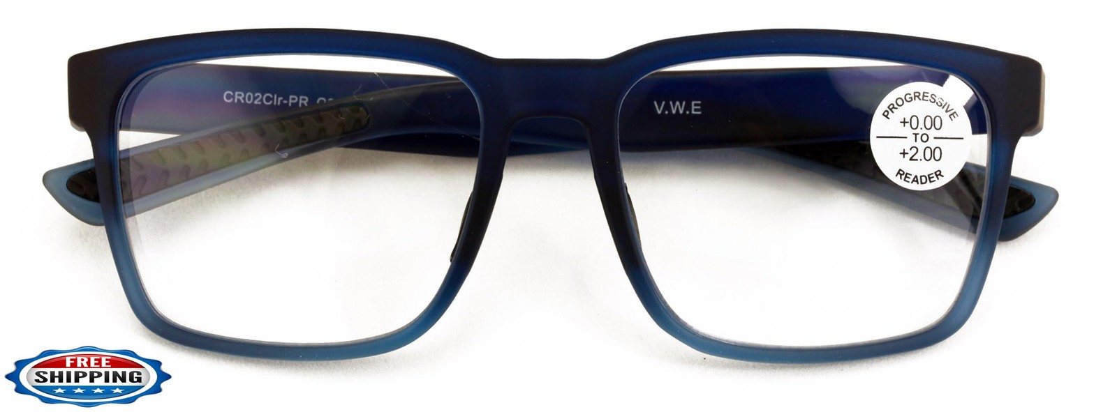 V.W.E. Men Progressive Reading Glasses No Line Clear on Top Bifocals Reader -