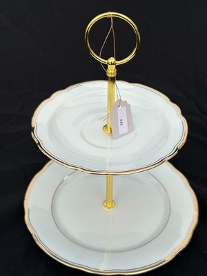 Etagere aus Omas Sammeltasse, 2 tlg,  60iger Jahre , Vintage, uni weiss Goldrand