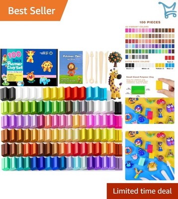 Polymer Clay Kit 100 Colors Kids Beginners Art Modeling Play Oven Bake
