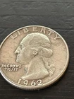 1962 D 90% silver Washington quarter thru grease E Pluribus Unum