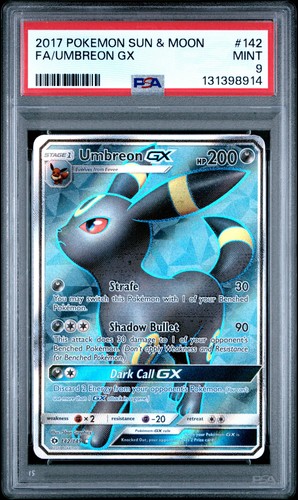 2017 POKEMON SUN & MOON UMBREON GX #142 FULL ART PSA 9 MINT #131398914