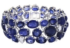 EXTRA LARGE 127.89CT DIAMOND & AAA SAPPHIRE 18KT WHITE GOLD MULTI SHAPE BRACELET