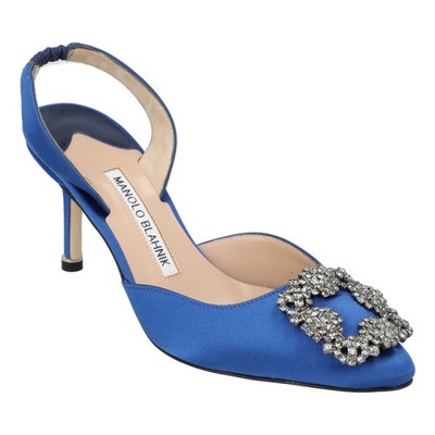Manolo Blahnik Hangisli Slingback Pumps 85Mm Women Blue Size
