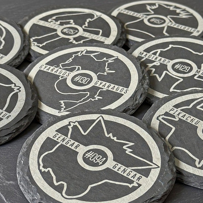 Pokémon Custom Schiefer Untersetzer - Beliebigen Dex Eintrag aussuchen, Gamer Geschenk Wohndeko