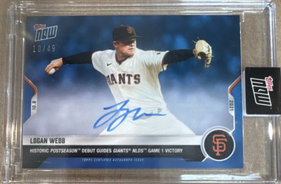 Topps 2021 Now Logan Webb Giants #938B Blue Autograph #10/49 NLDS Victory