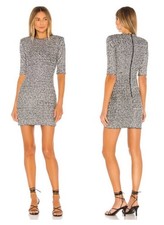 Alice+Olivia Silver Body Con Glitter Dress Sz 14 MSRP $660