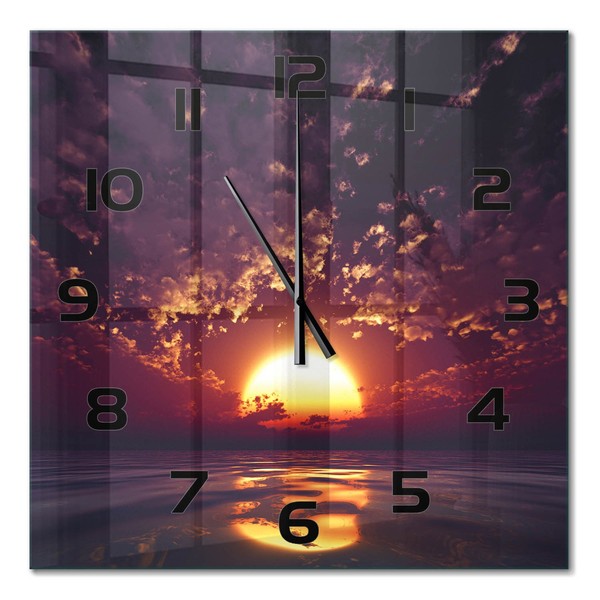 Stilvolle Wanduhr Mit Leisem Uhrwerk Sonnenuntergang Schwarze Zeiger 60X60 Cm-image