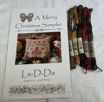 A Merry Christmas Sampler-La-D-Da- Cross Stitch Pattern and Floss