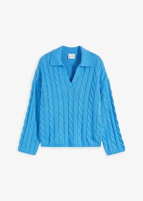 Neu Oversize-Pullover in Zopfmuster Gr 36/38 Brilliantblau Damenpullover