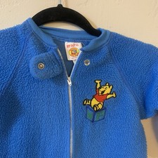 Vintage Winnie The Pooh Sleeper Footed Pajamas Full Zip Size 3T 3 Toddler USA