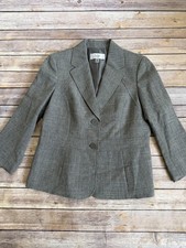 Le Suit Petite Women's 10P Gray Crosshatch Blazer Two Button Career Jacket