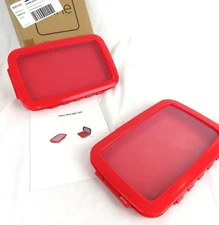 Flex Storage Cases Red Set of 2 Flat Food Storage Containers  School Lunch Snack