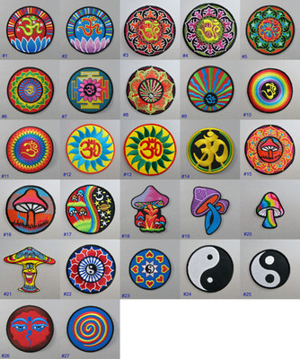 Om Magic Mushroom Yin Yang Iron-On Embroidered Patch for Clothing Heat Iron