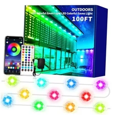 Permanent Outdoor Lights - Waterproof Smart LED RGB Eaves Lights with 100FT