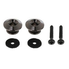 2Pcs Black Strap Button w/ Mounting Screw for Guitar