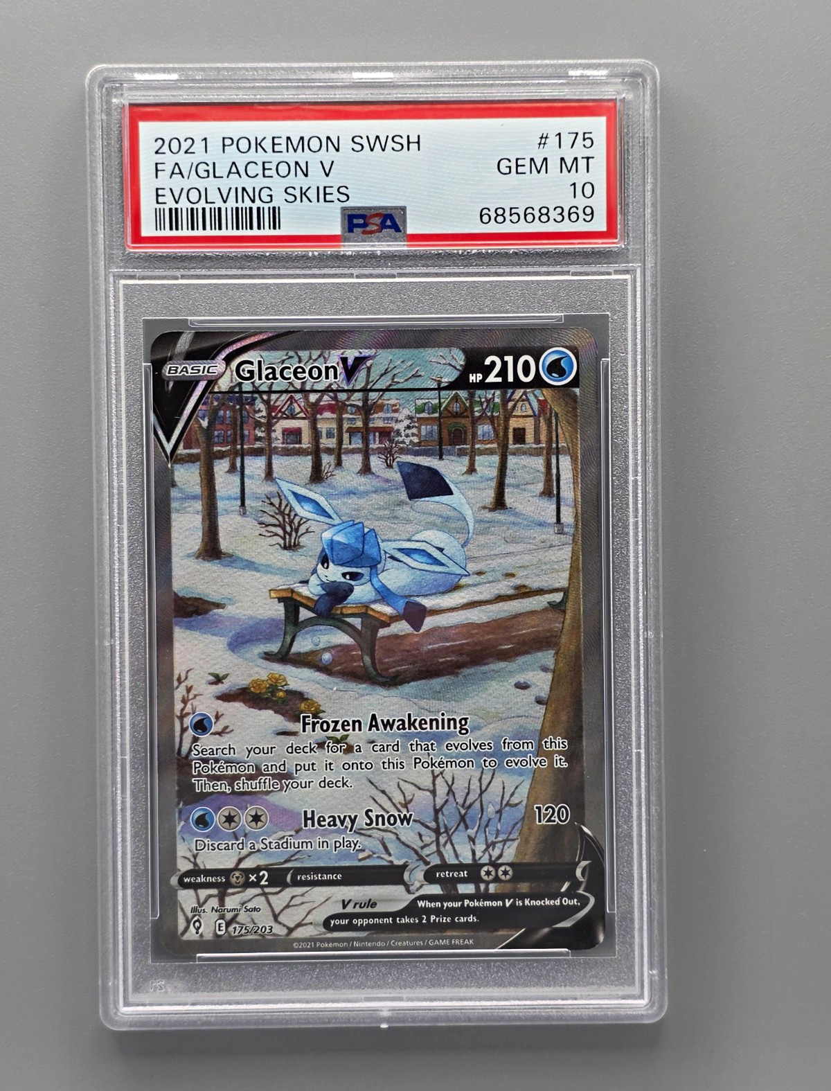 PSA 10 Glaceon V Alt Full Art 175/203 Evolving Skies Holo Eng 2021