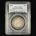 1840 50C XF40 PCGS Reverse of 1839 Toned Seated Liberty Half Dollar