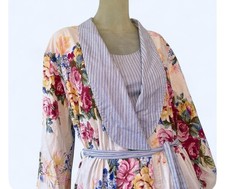 Vintage Gold Crown Label Cotton Victoria's Secret 70s 80s floral robe pajama set
