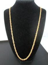 Vintage Monet Textured Oval Rope Chain Gold Tone Necklace 26" Signed Layering