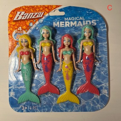 4 Magical Dive Mermaid Toys Banzai - Perfect for Pool Games and Swimming Skills