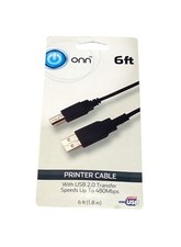 Printer Cable 6 ft ONN USB 2.0 480 Mbps Transfer Speed USB Type A to Type-B