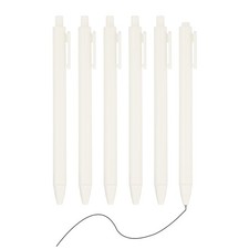 6 Pack Retractable Pens 0.5mm, Black Gel Ink for Office, White