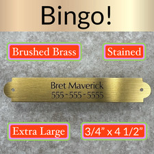 Custom Engraved Tags Personalized NAME PLATE Stained BRUSHED BRASS EXTRA LARGE