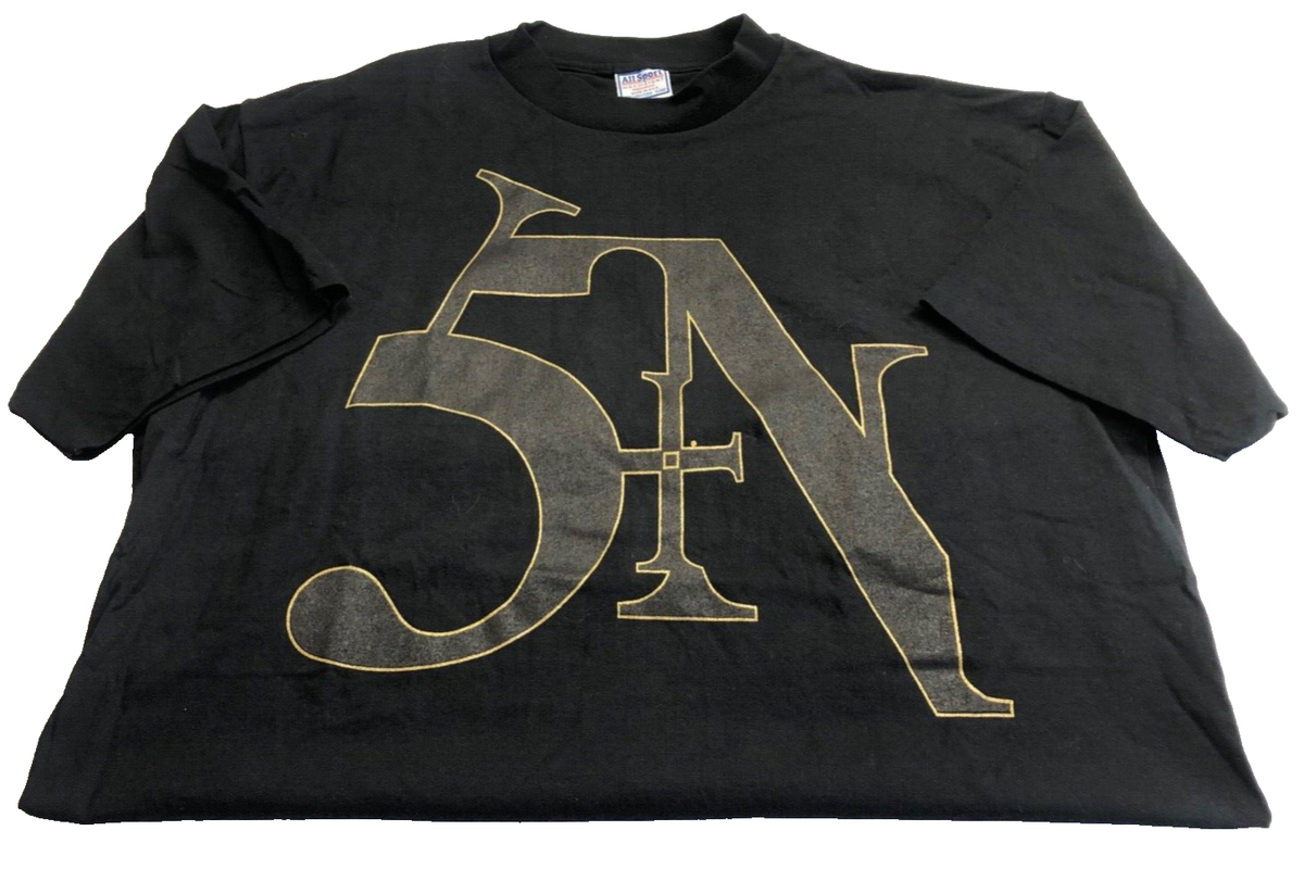 Vintage 90s Nine Inch Nails NIN SIN T-Shirt Black Gold Graphic Tee